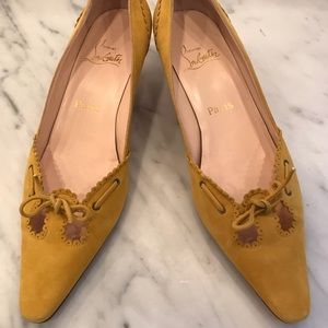 Gorgeous yellow suede Christian Louboutin shoes!
